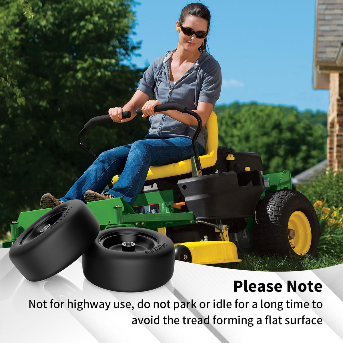 TEPU solid polyurethane tread delivers a smooth ride on uneven ground.