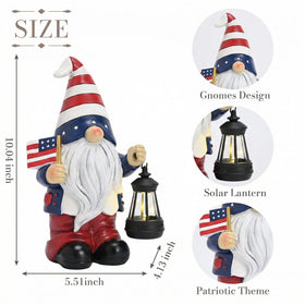 Indoor and outdoor-friendly patriotic gnome ready for year-round display