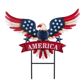 TERESA'S COLLECTIONS eagle garden stake mid-flight enhances outdoor patriotic display