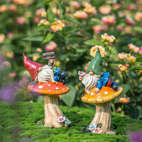 TERESA'S COLLECTIONS gnomes close-up resin detail showing craftsmanship and outdoor-ready finish.