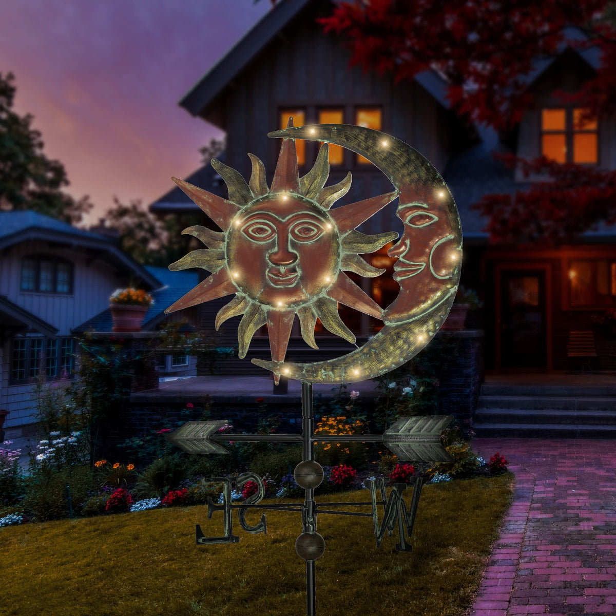 Rust-resistant weatherproof metal stake stands tall for durable outdoor display.
