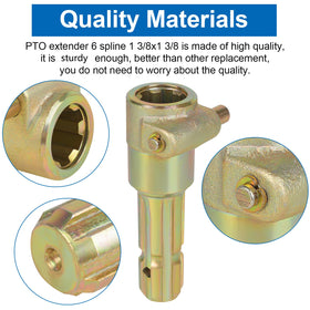 TERGTIRY 6-spline male PTO extender close-up for easy hitching.