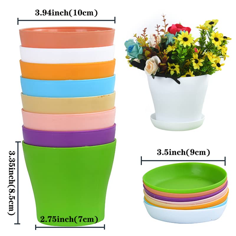 Tergy plastic planter with drainage holes and tray, ideal for mess-free gardening.