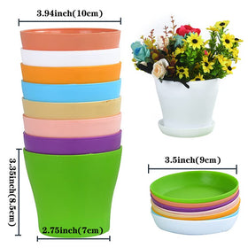 Tergy plastic planter with drainage holes and tray, ideal for mess-free gardening.
