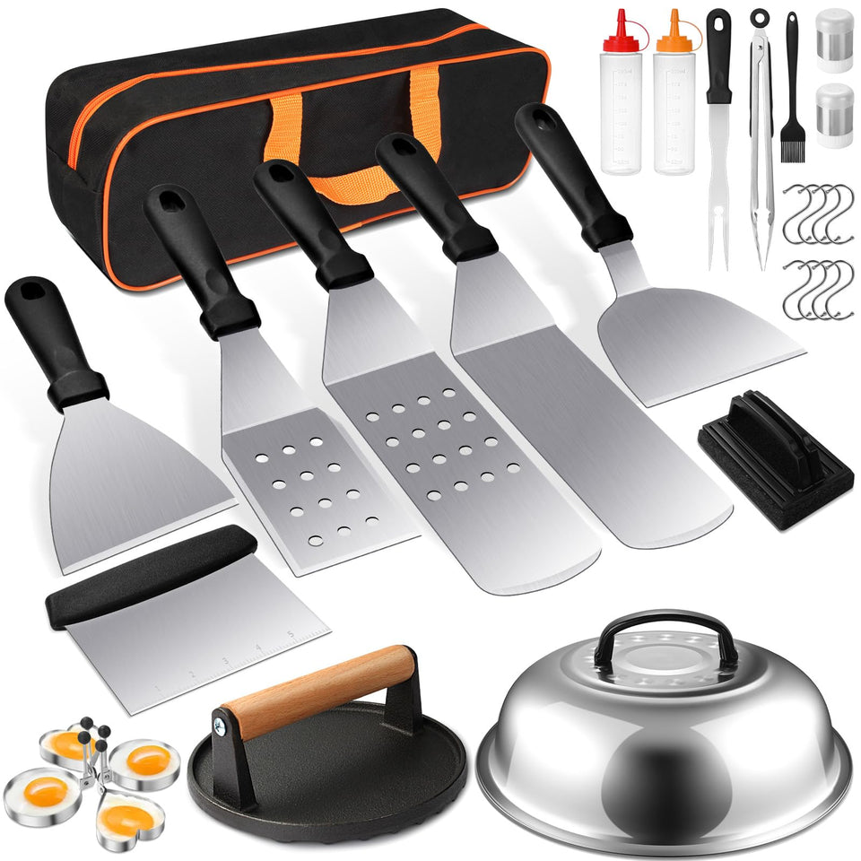 Terlulu griddle accessories 29pcs kit ready for outdoor cooking on flat-top grills