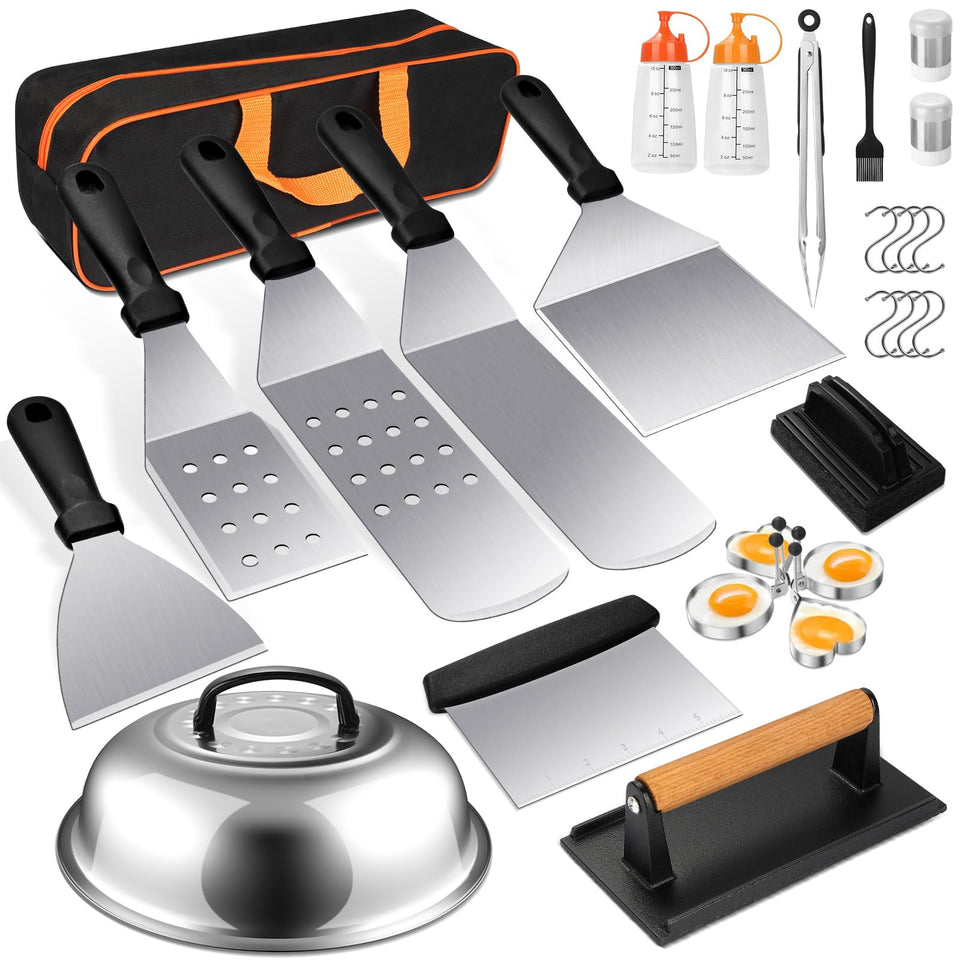 Terlulu griddle kit basting cover protects food from flare-ups during grilling