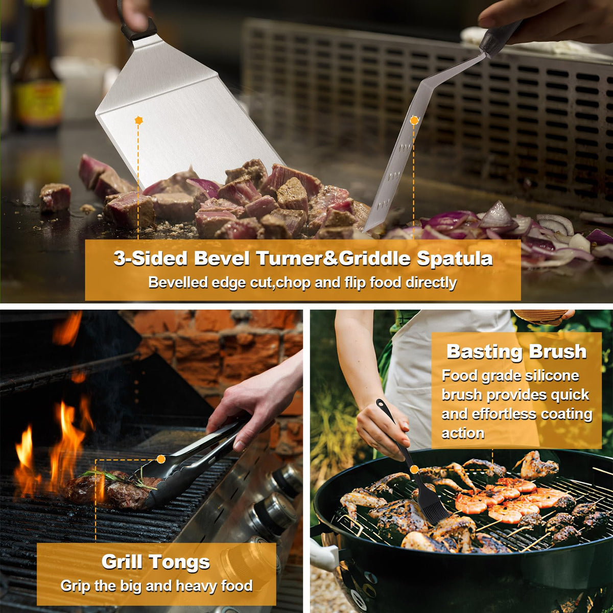 Terlulu griddle kit grill tongs offer secure grip for turning food