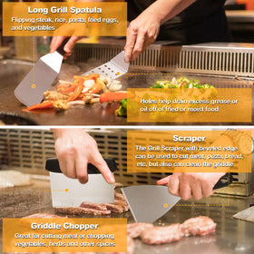 Terlulu griddle kit grill turner provides sturdy leverage for flipping