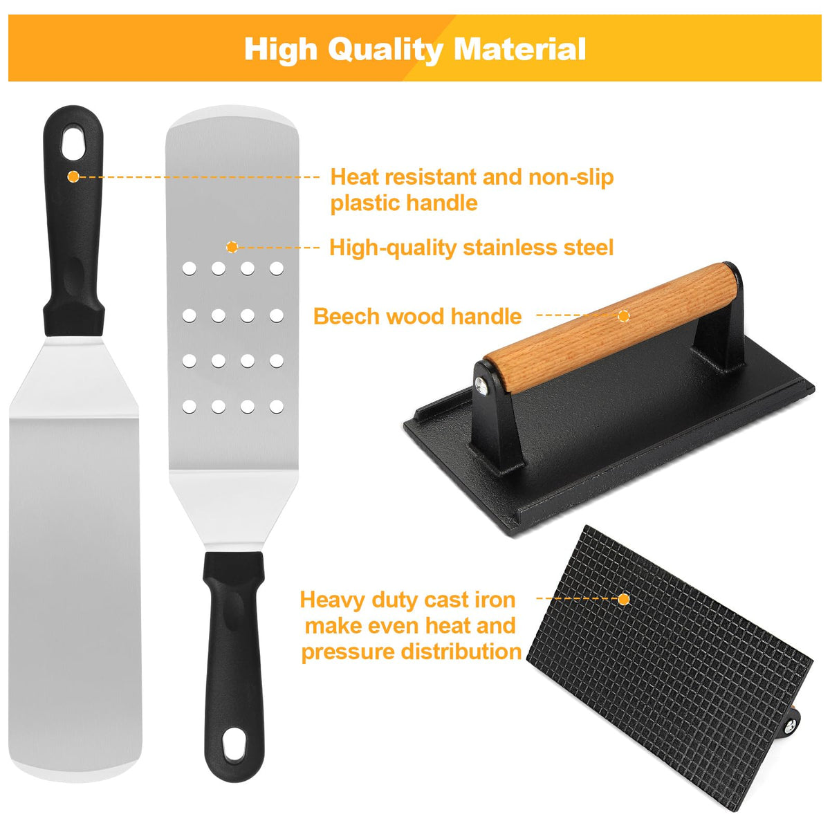 Terlulu griddle kit long spatula ideal for flipping large items safely