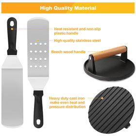 Terlulu long spatula flipping large items on a griddle