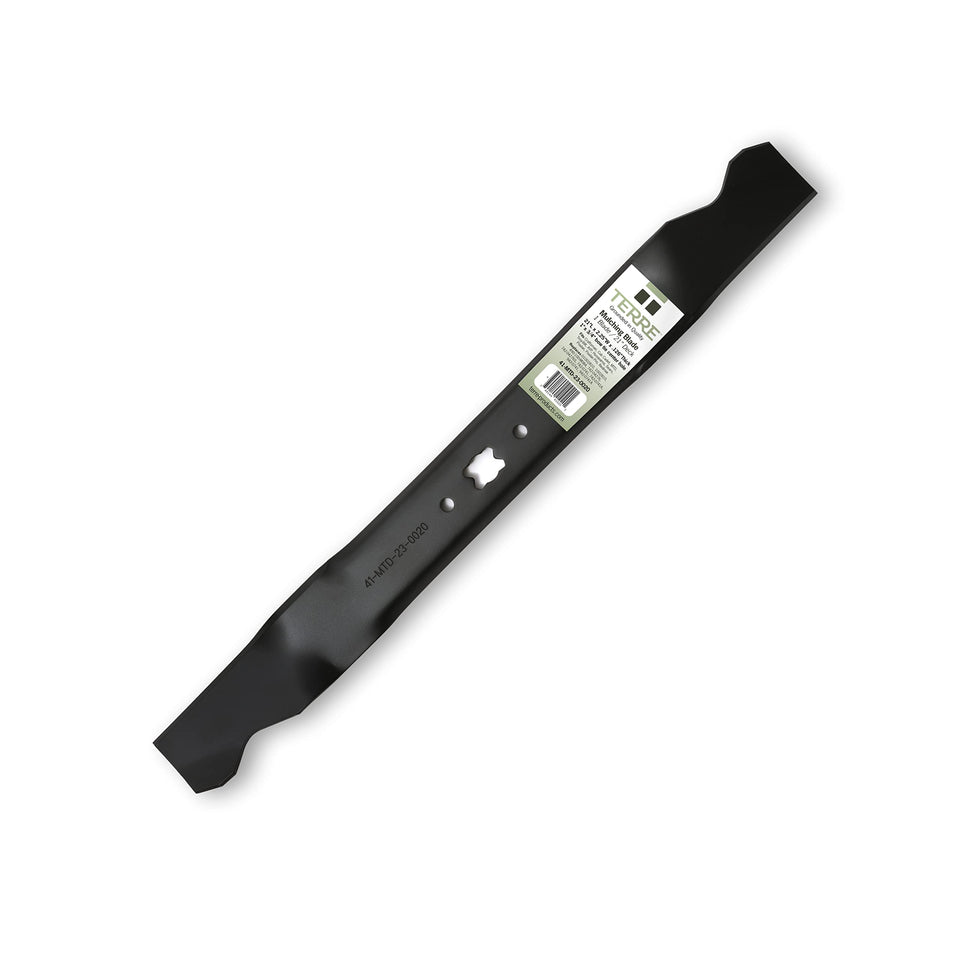 Terre 21-inch lawn mower blade showing versatile 3-in-1 mowing for mulch, bag, or discharge