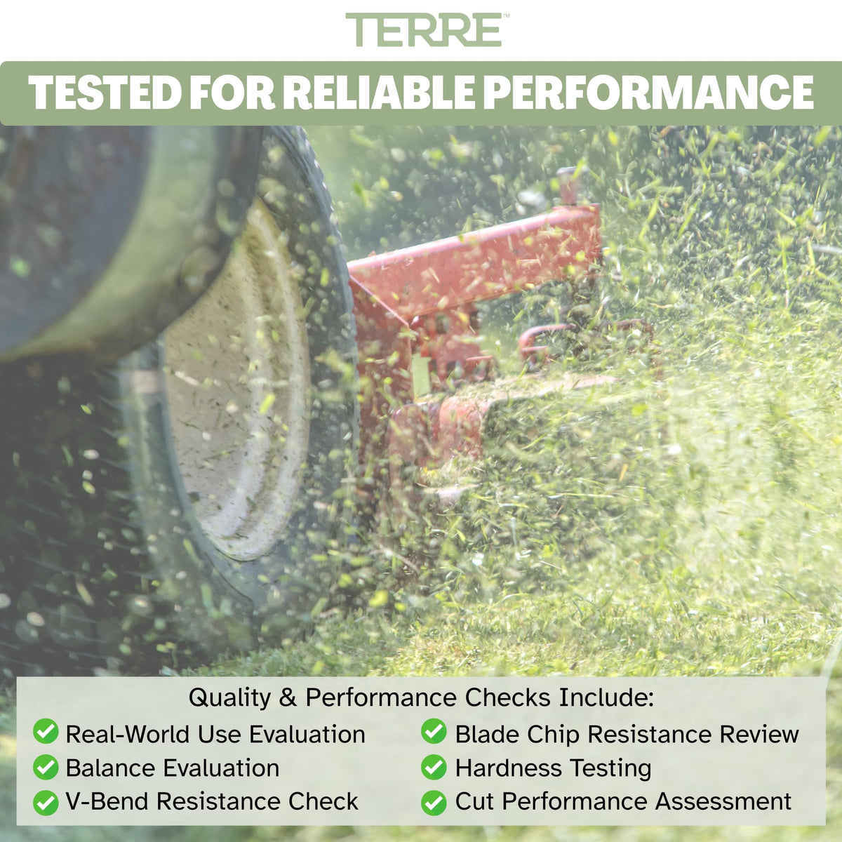 Terre blade factory testing highlights safety, balance, and cutting power standards