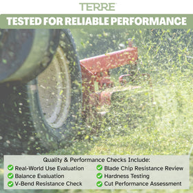 Terre blade factory testing highlights safety, balance, and cutting power standards