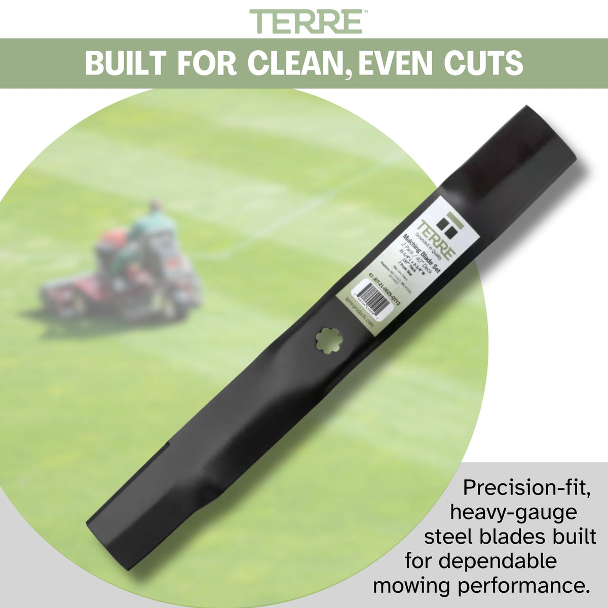 T TERRE high lift blades 42in compatibility chart image for model matching.