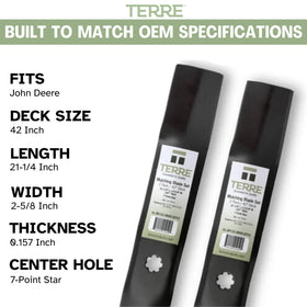 T TERRE high lift blades 42in installation hole pattern aids mounting.