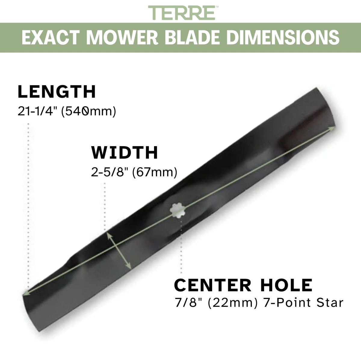 T TERRE high lift blades 42in metal finish closeup shows quality build.