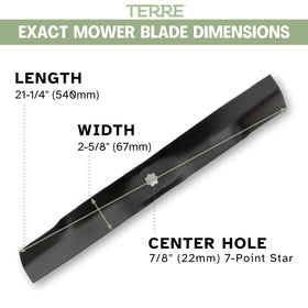 T TERRE high lift blades 42in metal finish closeup shows quality build.