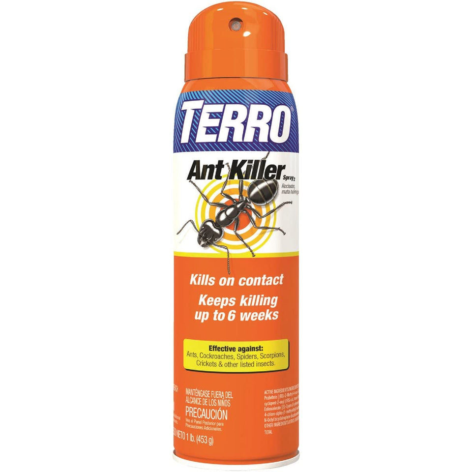 Terro 16 oz Ant Killer Aerosol T401 targets ants quickly for indoor and outdoor use