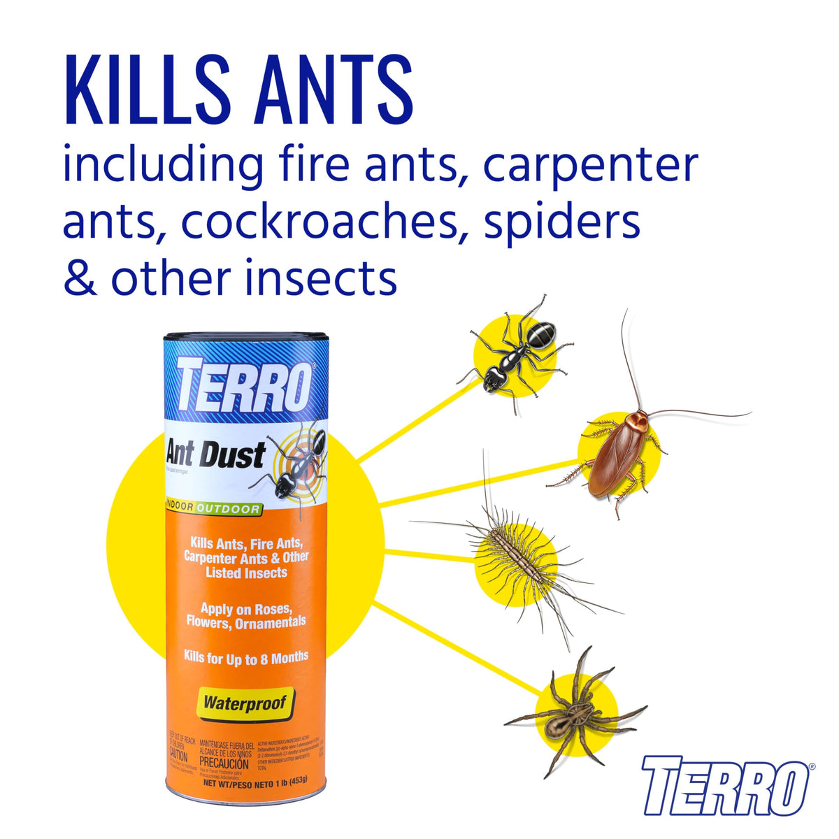 Terro Ant Dust applied to crack and crevice areas for targeted, long-lasting protection