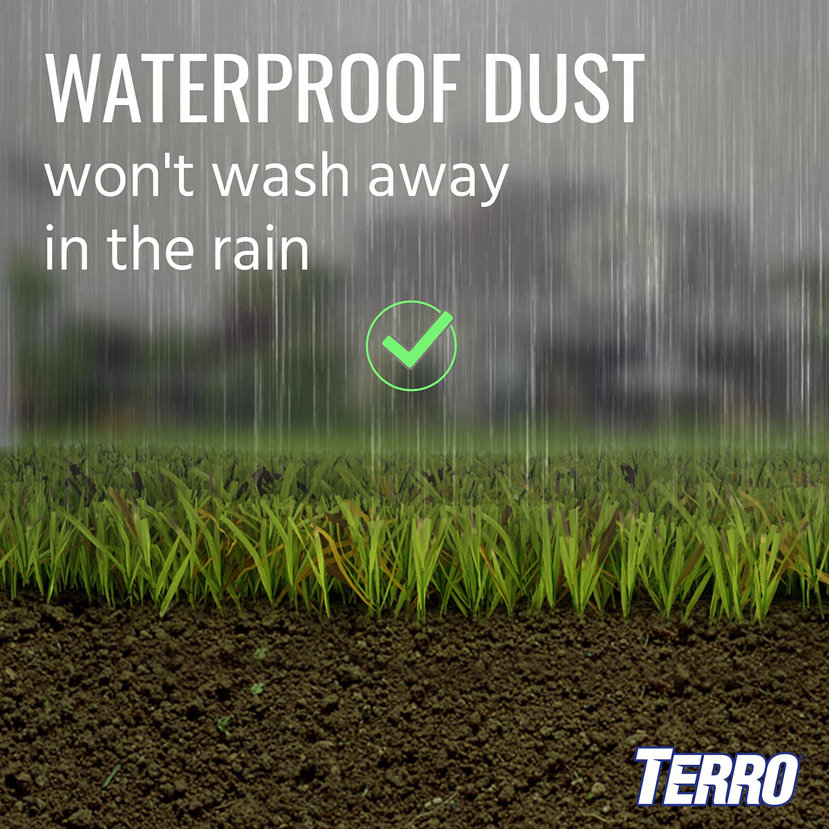 Terro Ant Dust applied indoors and outdoors to perimeter bases and garden borders