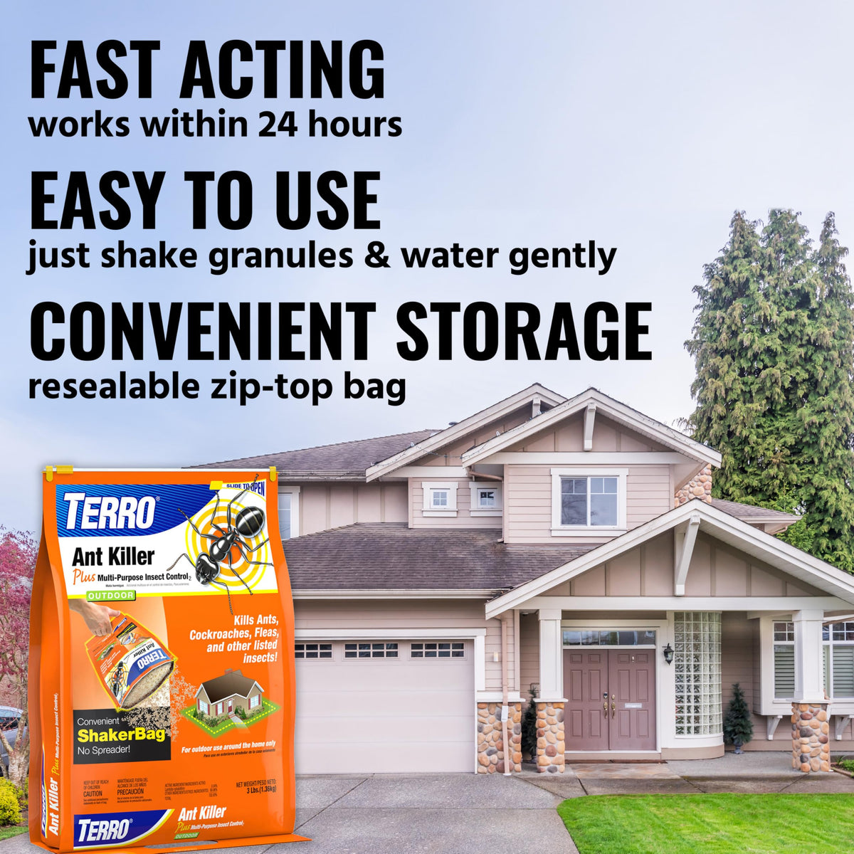 TERRO Ant Killer Plus perimeter foundation band protects home exterior.