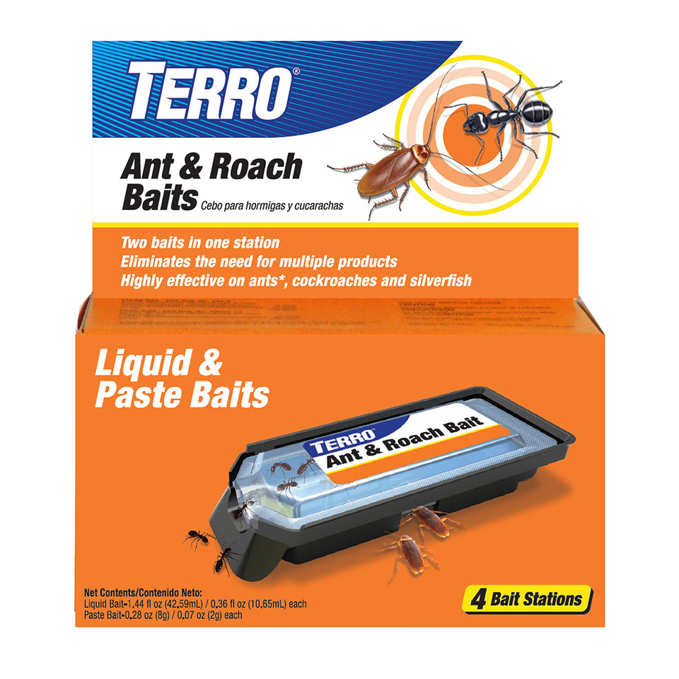Terro Ant & Roach Bait Stations four-pack ready-to-use for quick placement