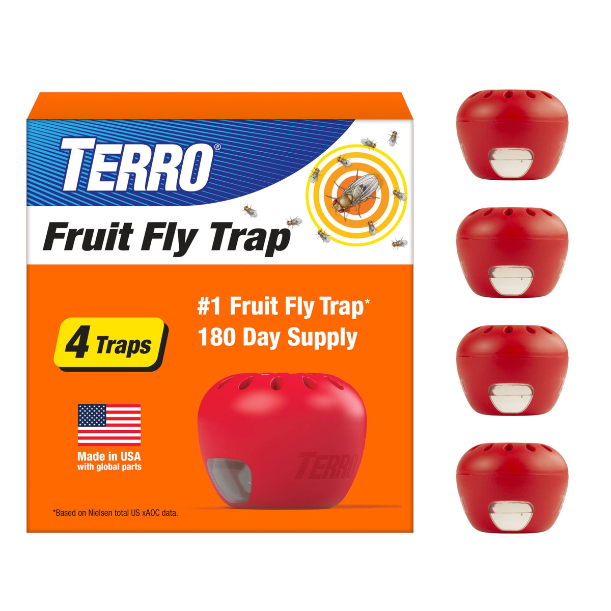 Terro fruit fly trap with apple shape for indoor use near fruit