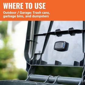Dumpster setup showing garage/outdoor use for pest control