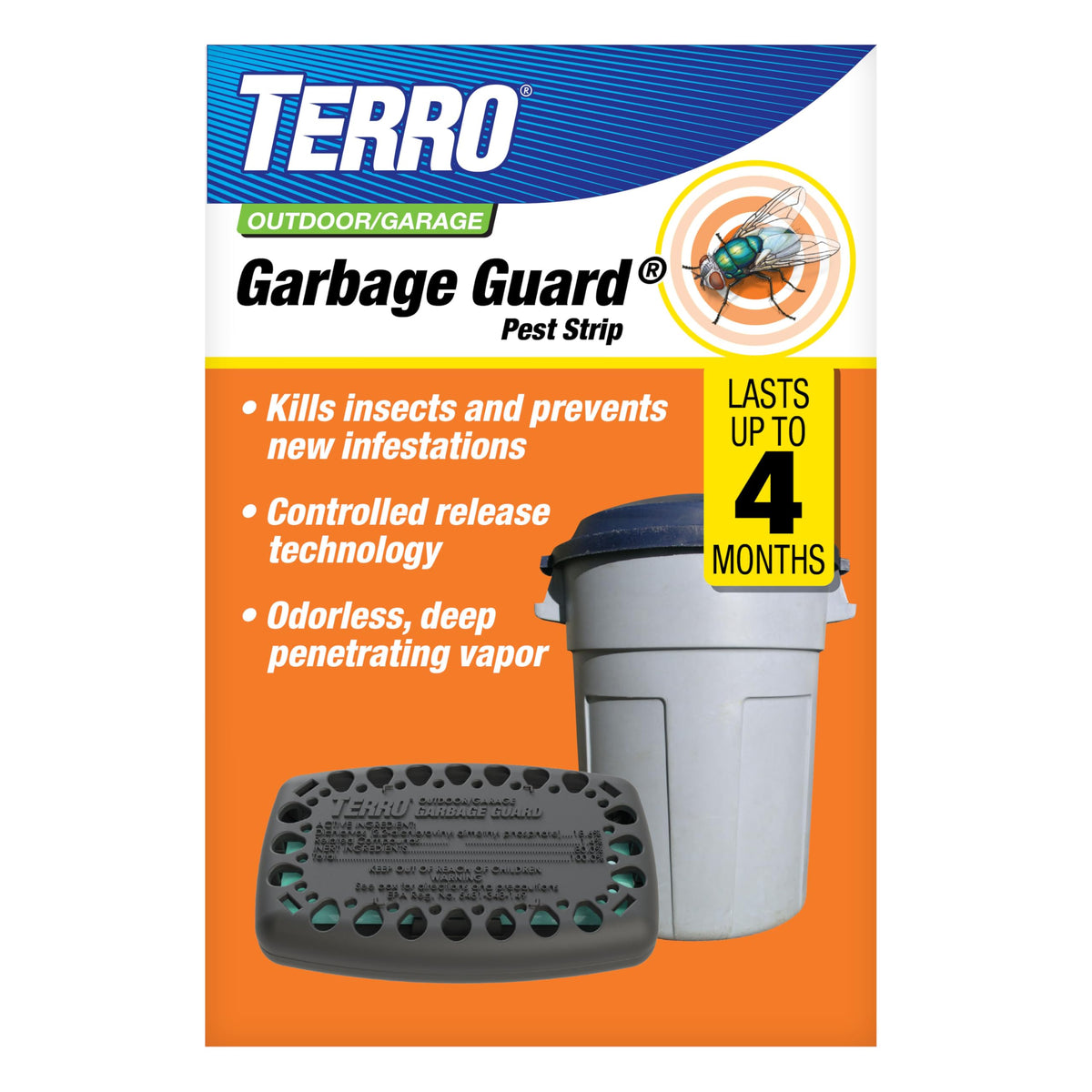 TERRO Garbage Guard pod attached inside lid provides discreet pest protection