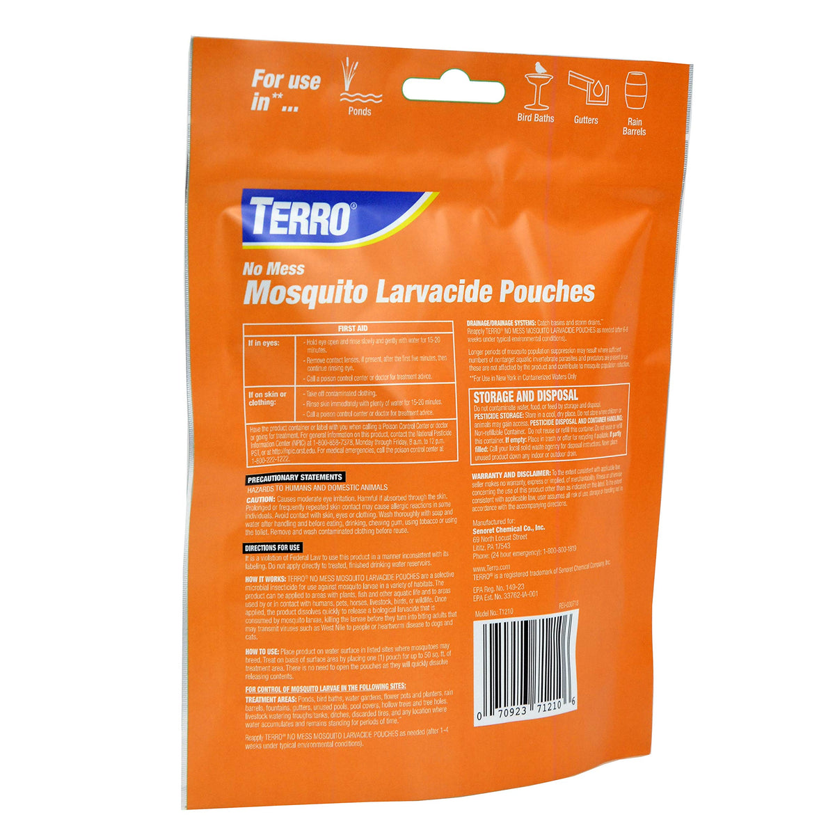 TERRO larvacide provides up to two months of protection in containers.