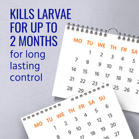 TERRO larvacide pouch dissolves in stagnant water to target larvae and curb breeding.
