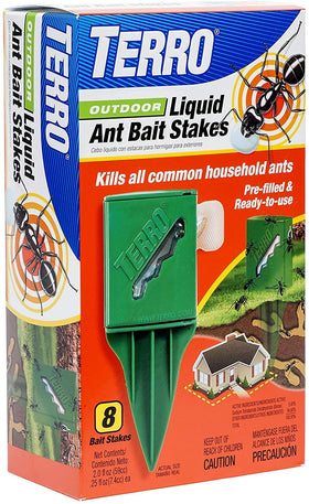 Woodstream Terro outdoor liquid ant bait stake pack for yard protection against ants.