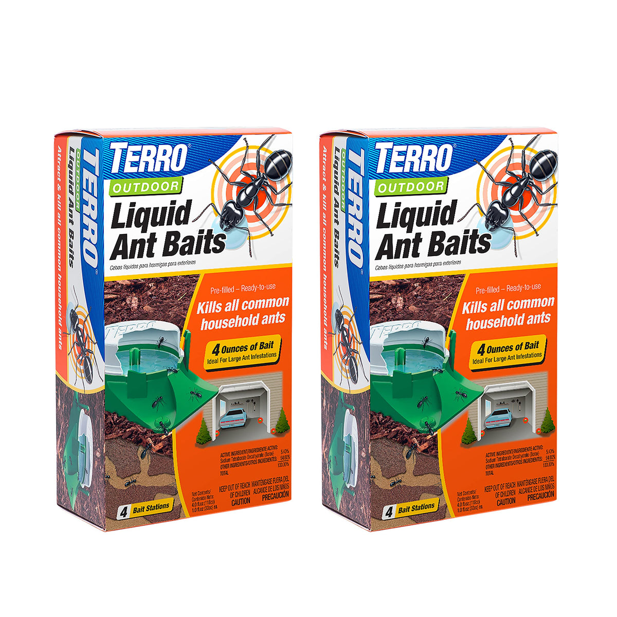 Terro Outdoor Liquid Ant Bait Station in soil attracting ants for outdoor control