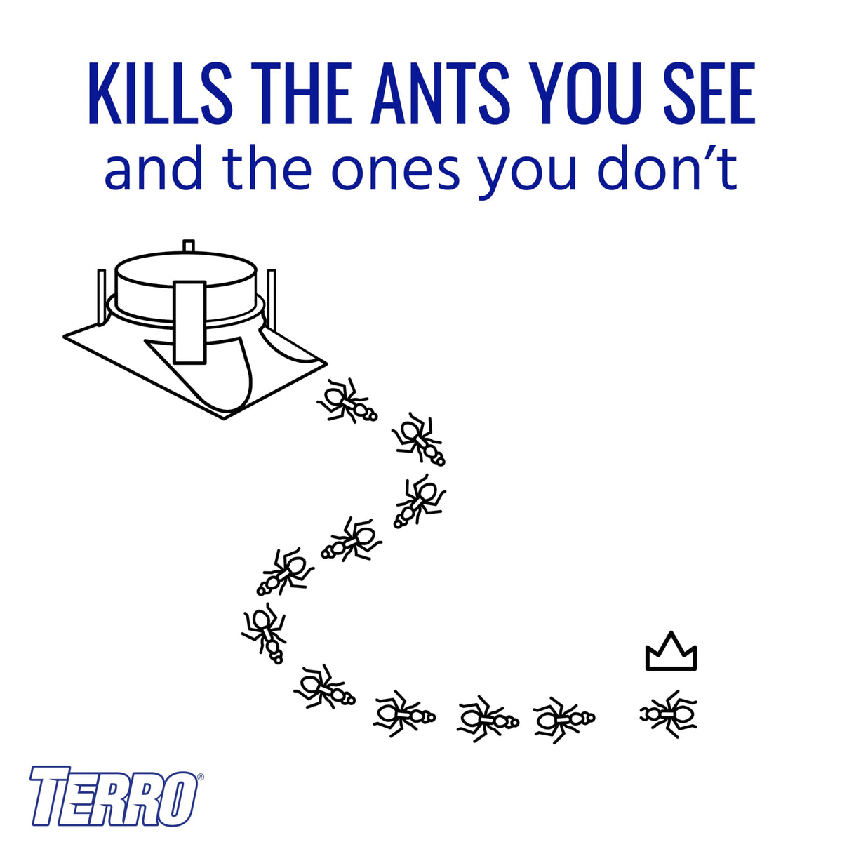 Stakes securing Terro bait stations in soil for outdoor placement