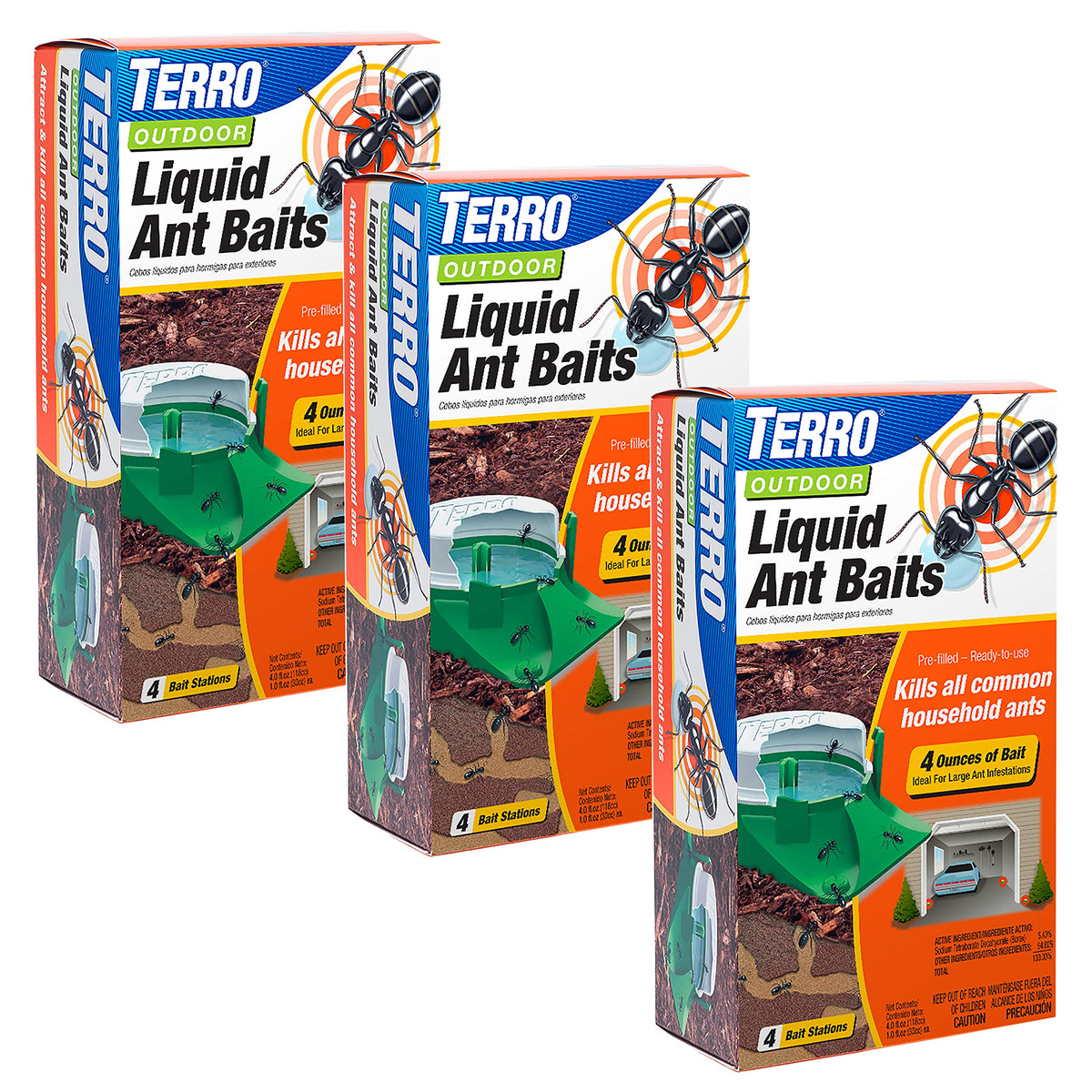 Terro outdoor liquid ant bait station for quick ant control outdoors.