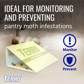 Terro pantry moth traps on a shelf for kitchen protection