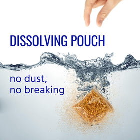 TERRO pouch in a fish pond shows safe application around aquatic life while reducing larvae.