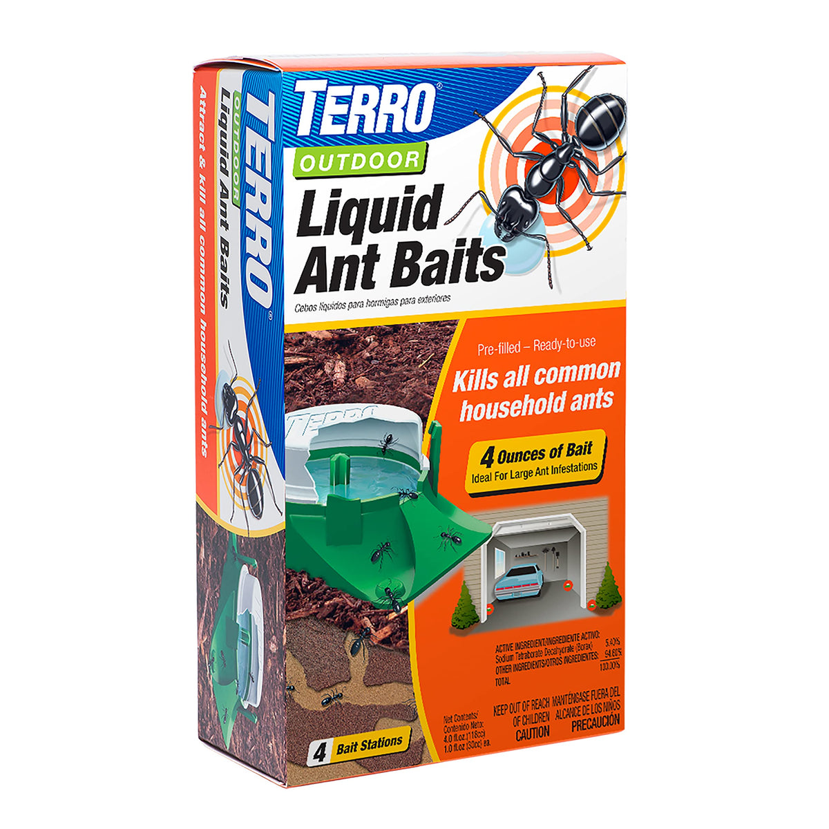 TERRO T1804-6 outdoor bait station attracts ants for outdoor control.