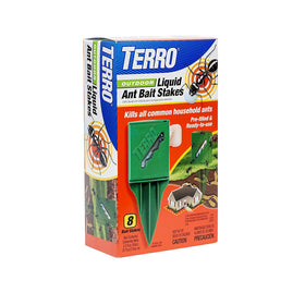 Terro T1812-2 outdoor liquid ant bait stake packaged for easy outdoor use.