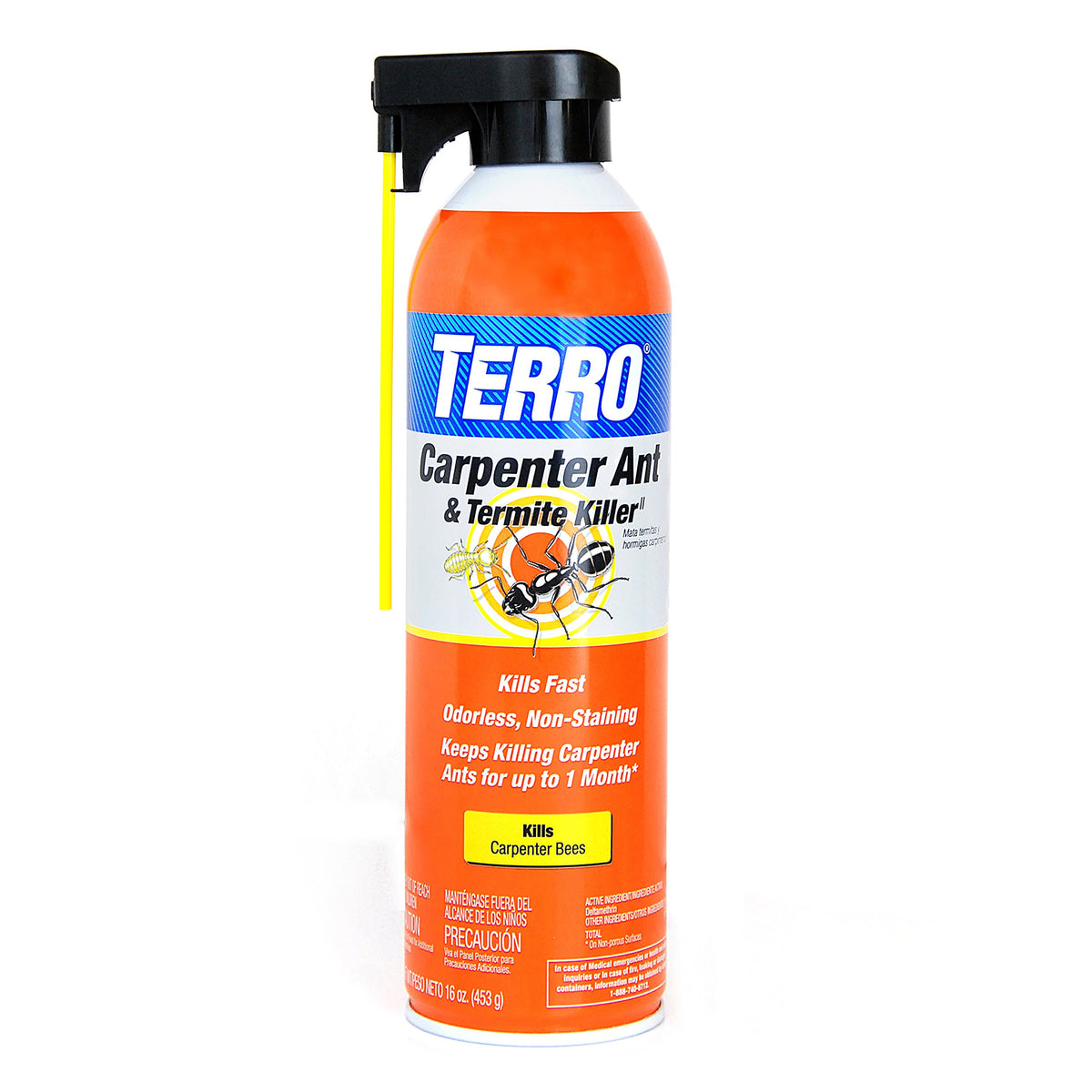 Terro T1901-6 aerosol spray targets carpenter ants for indoor and outdoor use.
