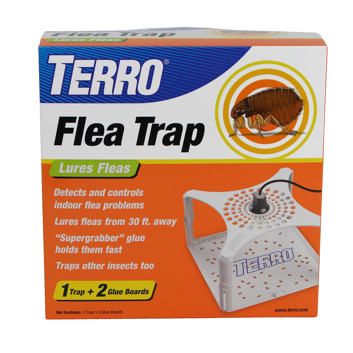 Terro T230 indoor flea trap front view for discreet home placement and active flea lure.
