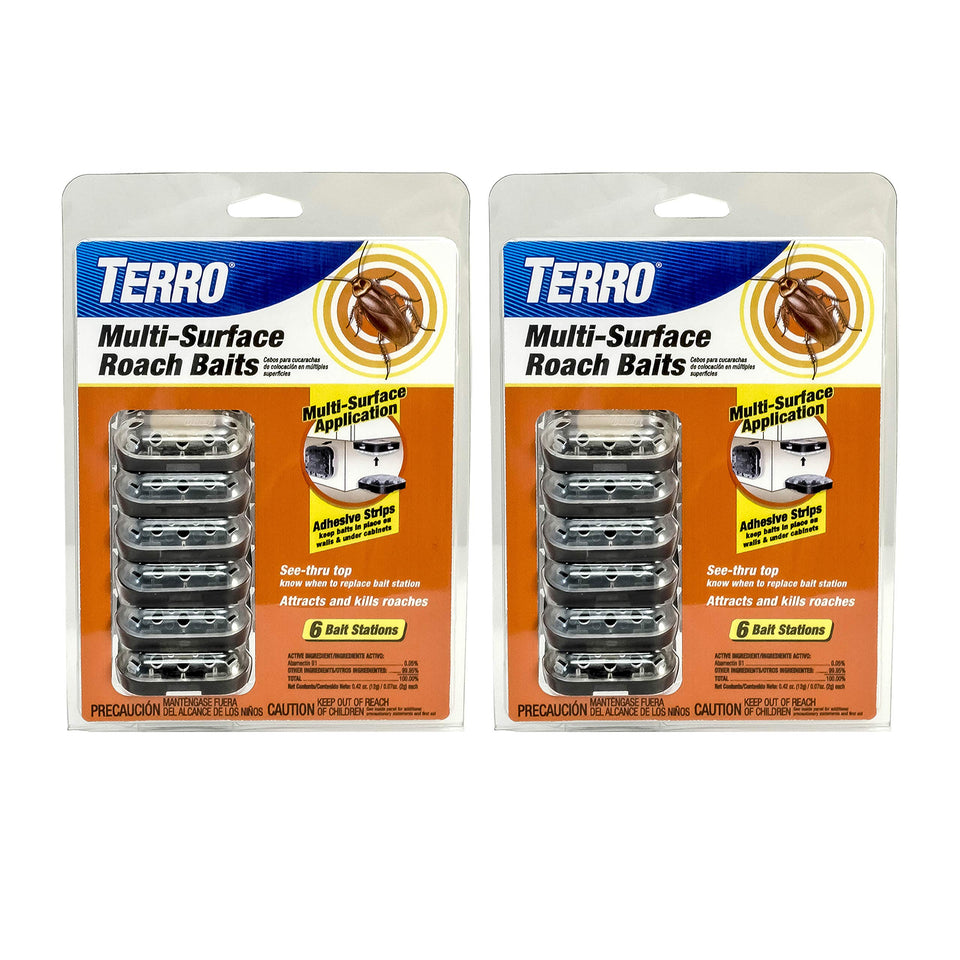 Terro T500SR bait station mounted on wall for discreet roach control.