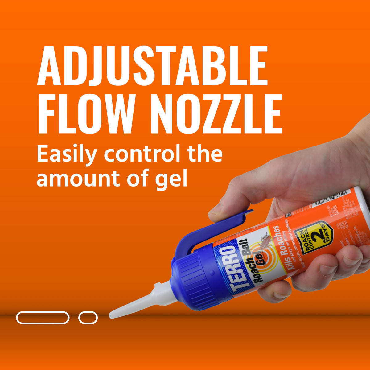 TERRO T502 kitchen use shows gel applied along cracks for pests.
