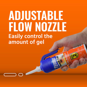 TERRO T502 kitchen use shows gel applied along cracks for pests.