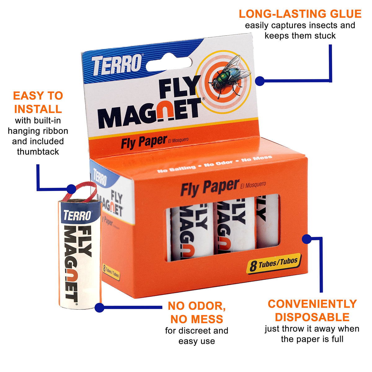 Terro indoor fly trap with exposed adhesive capturing flies