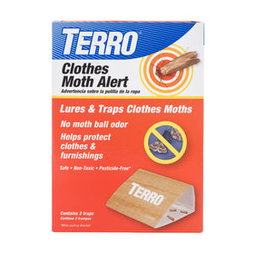 TERRO T720 clothes moth alert trap front view; non-toxic, protects clothing.