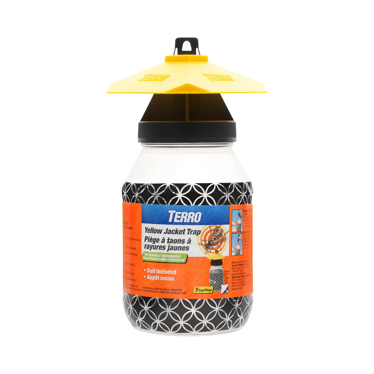 Terro yellow jacket trap with bait ready for outdoor use