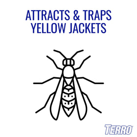 Terro yellow jacket trap hanging outdoors to attract yellow jackets away from people