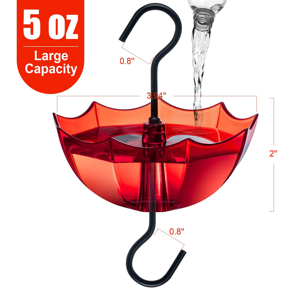 Clear 5 oz moat cup shows water level at a glance.