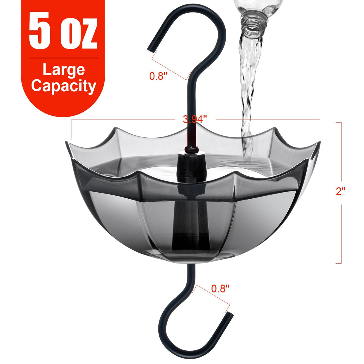 TERULF ant moat offers 5 oz capacity for longer protection of nectar.